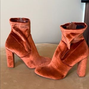 Orange/rust velvet booties